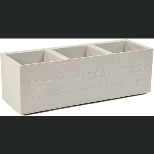 Donica doniczka KARO deska recycled na kółkach 90x30 h30 - Beżowa