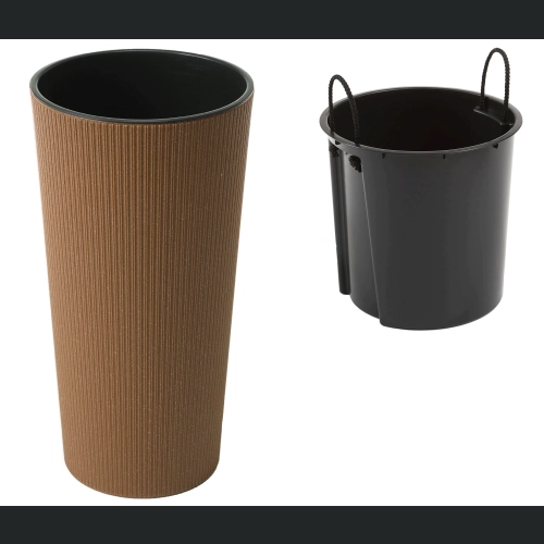 Doniczka Lilia Jumper ECO wood + wkład 30 h57 - Naturalne drewno