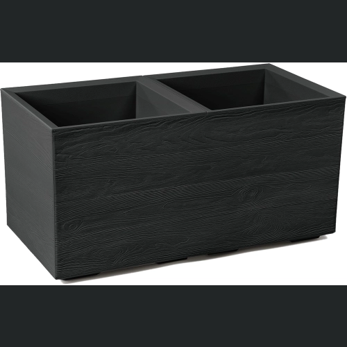 Donica doniczka KARO deska recycled na kółkach 80x40 h40 - Czarna
