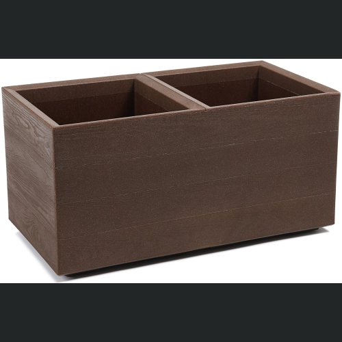Donica doniczka KARO ECO coffee na kółkach 80x40 h40 - Espresso
