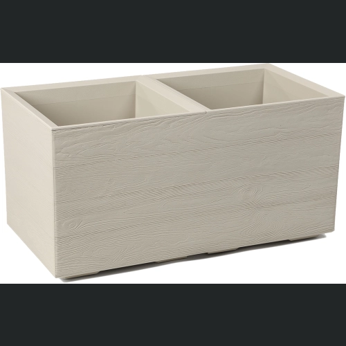 Donica doniczka KARO deska recycled na kółkach 80x40 h40 - Beżowa