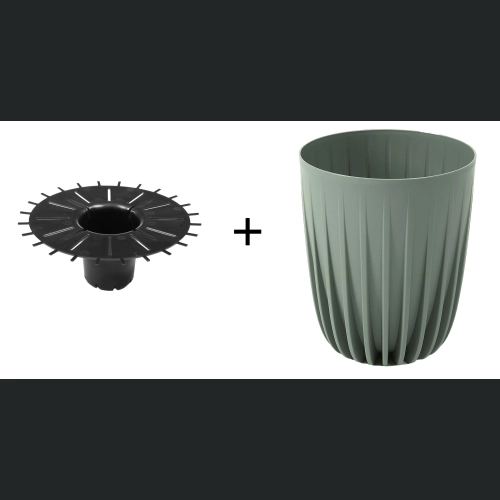 Doniczka MIRA ECO recycled 19 h22,5 + wkładka - Szarozielona