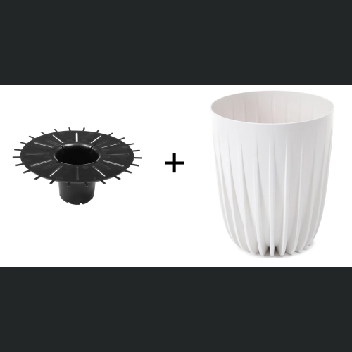 Doniczka MIRA ECO recycled 25 h30 + wkładka - Biała
