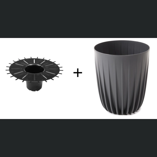 Doniczka MIRA ECO recycled 25 h30 + wkładka - Antracyt