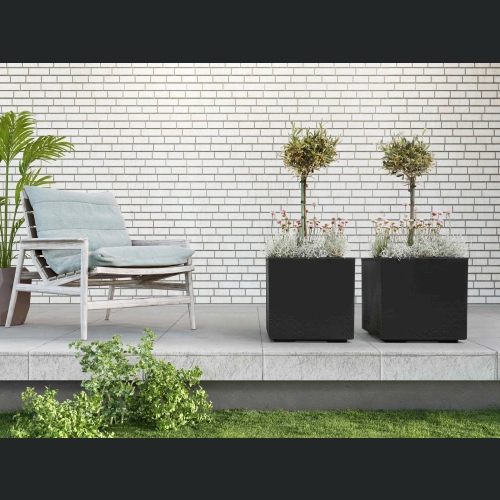 Donica doniczka KARO recycled na kółkach 40x40 h40 - Czarna