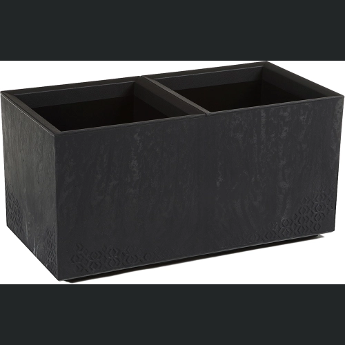 Donica doniczka KARO recycled na kółkach 80x40 h40 - Czarny beton
