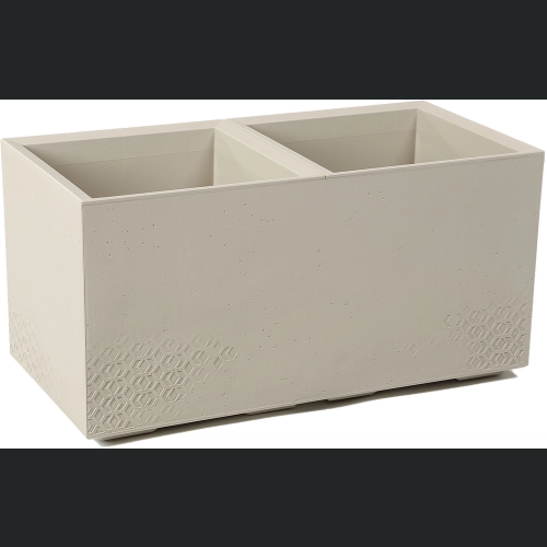 Donica doniczka KARO recycled na kółkach 80x40 h40 - Beżowa