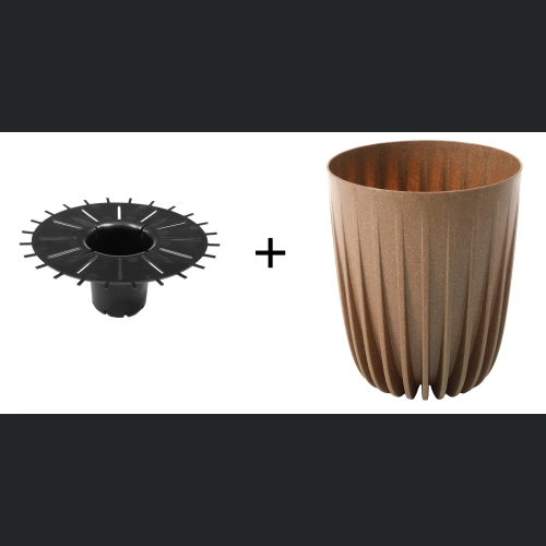 Doniczka MIRA ECO wood 25 h30 + wkładka - Naturalne drewno