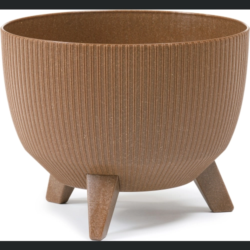 Doniczka misa ROMA Jumper wood 24 h20 - Naturalne drewno