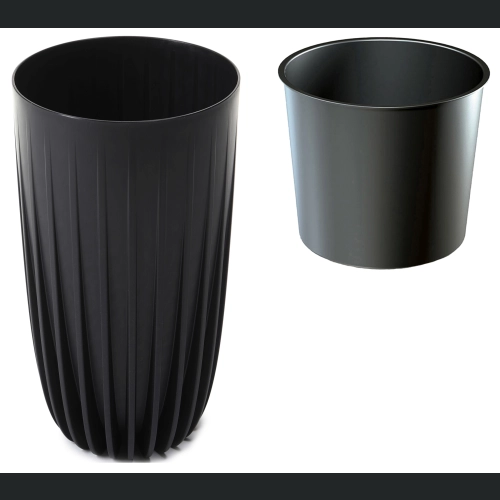 Donica MIRA wysoka Slim ECO recycled + wkład 25 h42 - Czarna