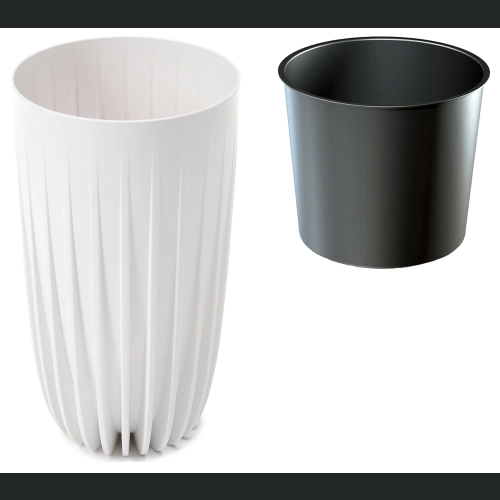 Donica MIRA wysoka Slim ECO recycled + wkład 25 h42 - Biała