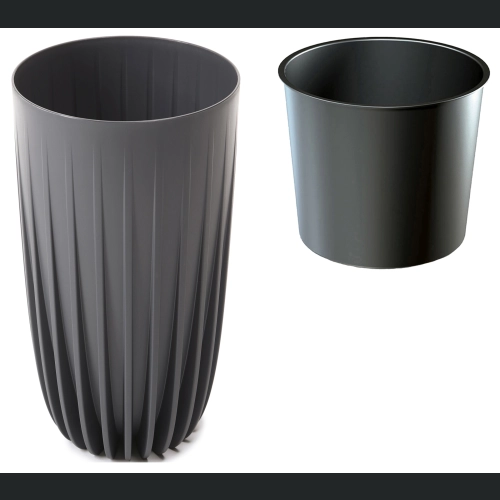 Donica MIRA wysoka Slim ECO recycled + wkład 25 h42 - Antracyt