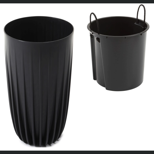 Donica MIRA wysoka Slim ECO recycled + wkład 30 h51 - Czarna