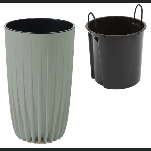 Donica MIRA wysoka Slim ECO recycled + wkład 30 h51 - Szarozielony