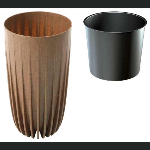 Donica MIRA wysoka Slim ECO wood + wkład 25 h42 - Naturalne drewno