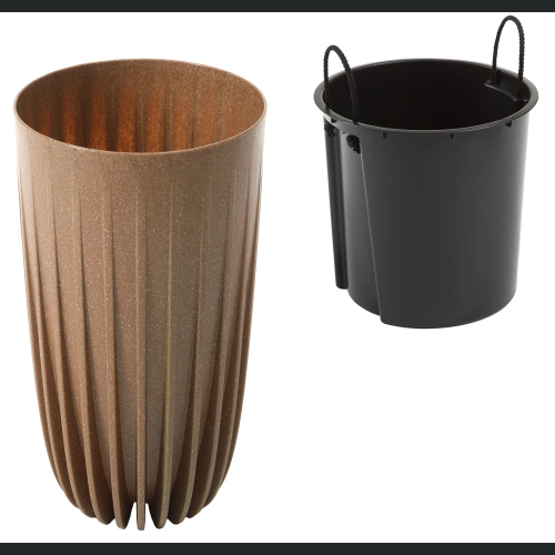 Donica MIRA wysoka Slim ECO wood + wkład 30 h51 - Naturalne drewno
