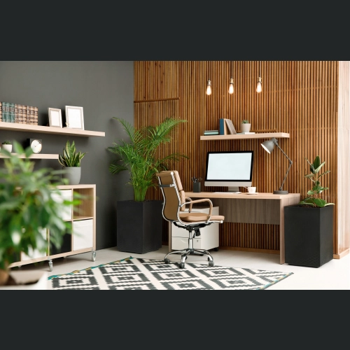 Doniczka KARO wysoka ECO recycled na kółkach 40x40 h60 - Czarna