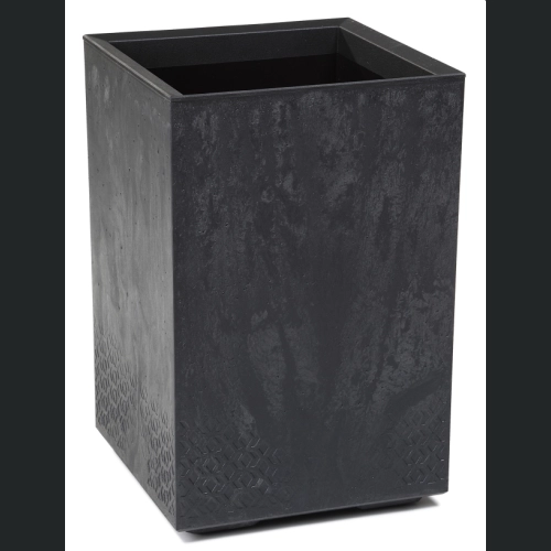 Doniczka KARO wysoka ECO recycled na kółkach 40x40 h60 - Czarny Beton